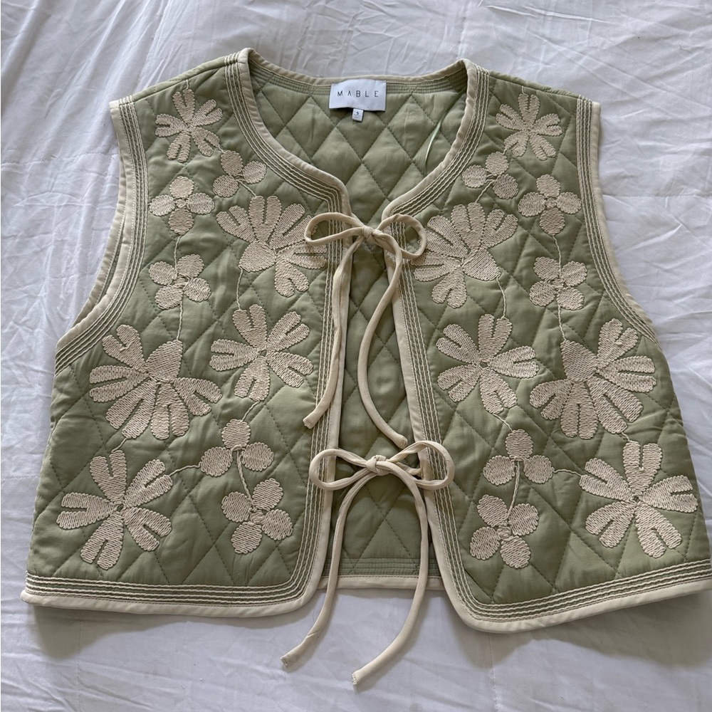Mable Olive Green Embroidered Vest Top